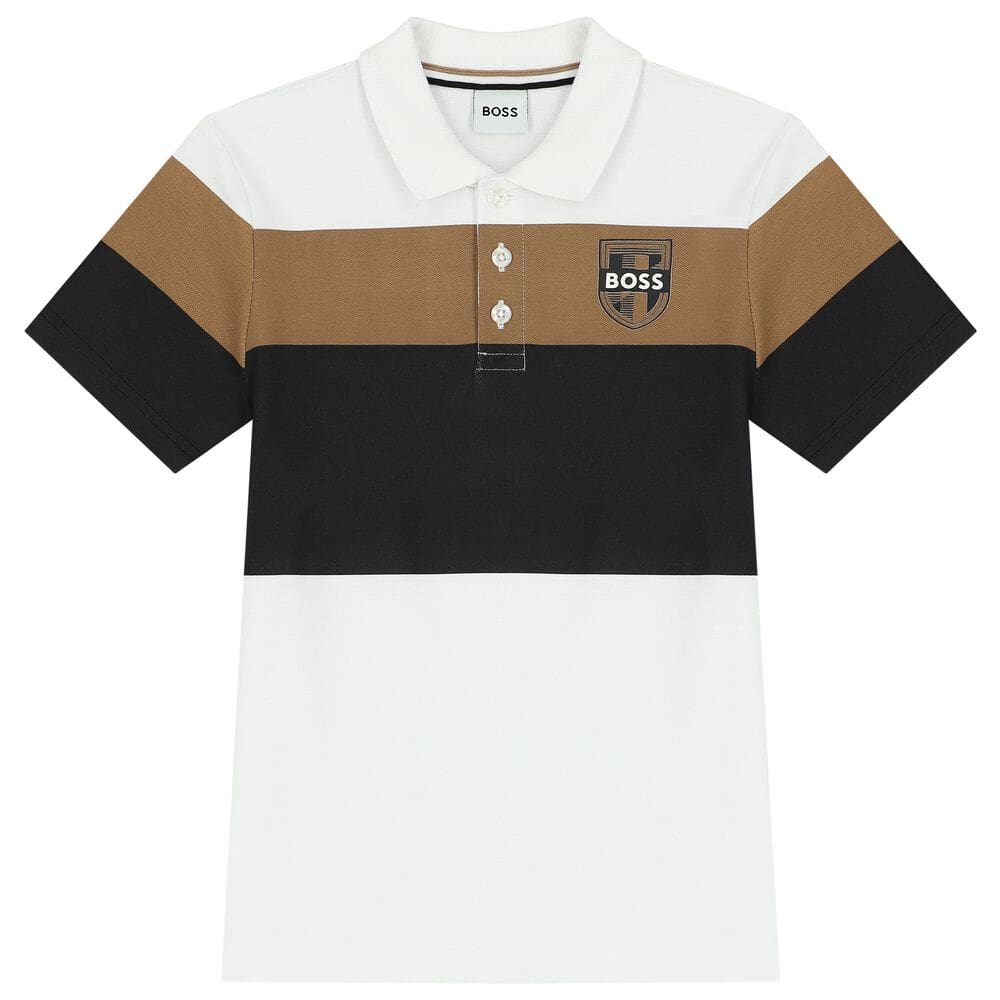 Kids White Logo Polo Shirt