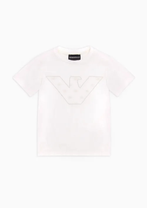 Kids Lyocell-Blend Jersey T-Shirt With Embroidered Oversized Eagle With Internal Micro Eagles