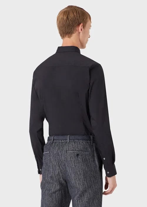 Stretch Nylon-Blend Shirt With Embroidered Eagle, view 3