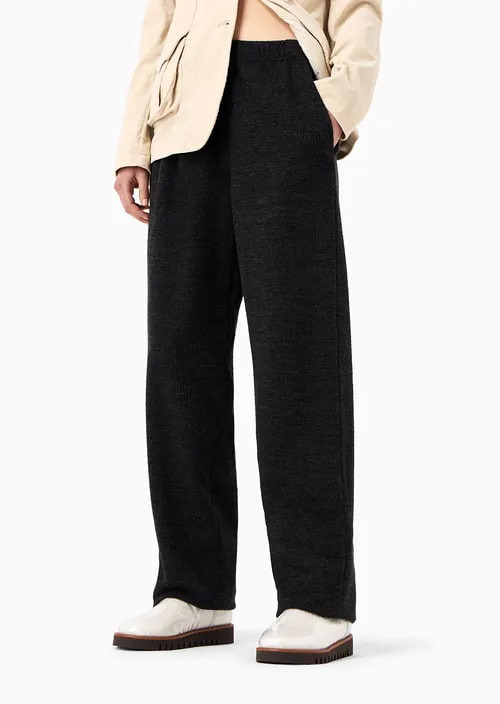 Chalet Capsule Collection Elasticated-Waist Trousers In A Wool-Blend Knit With An Embossed Pattern, view 2