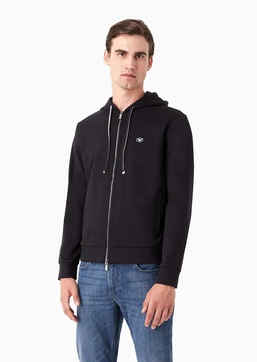Sweatshirt With Hood And Zip In Roma Stitch Fabric, view 2