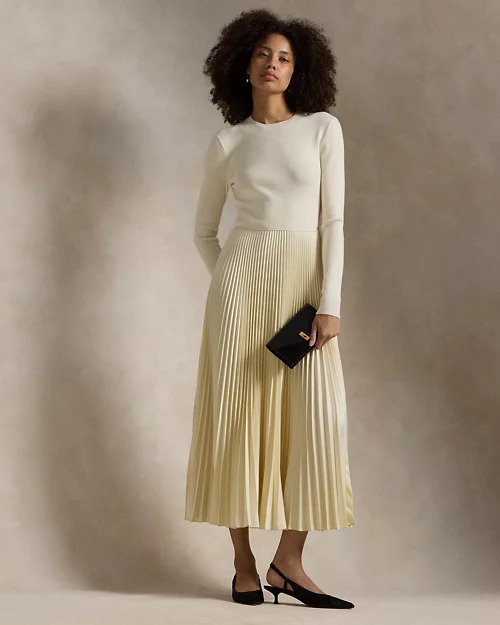 Jumper-Bodice Long-Sleeve Dress, view 3