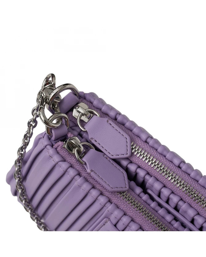 Asv Double Mini Shoulder Bag In Pleated, Recycled Faux Nappa Leather, view 6