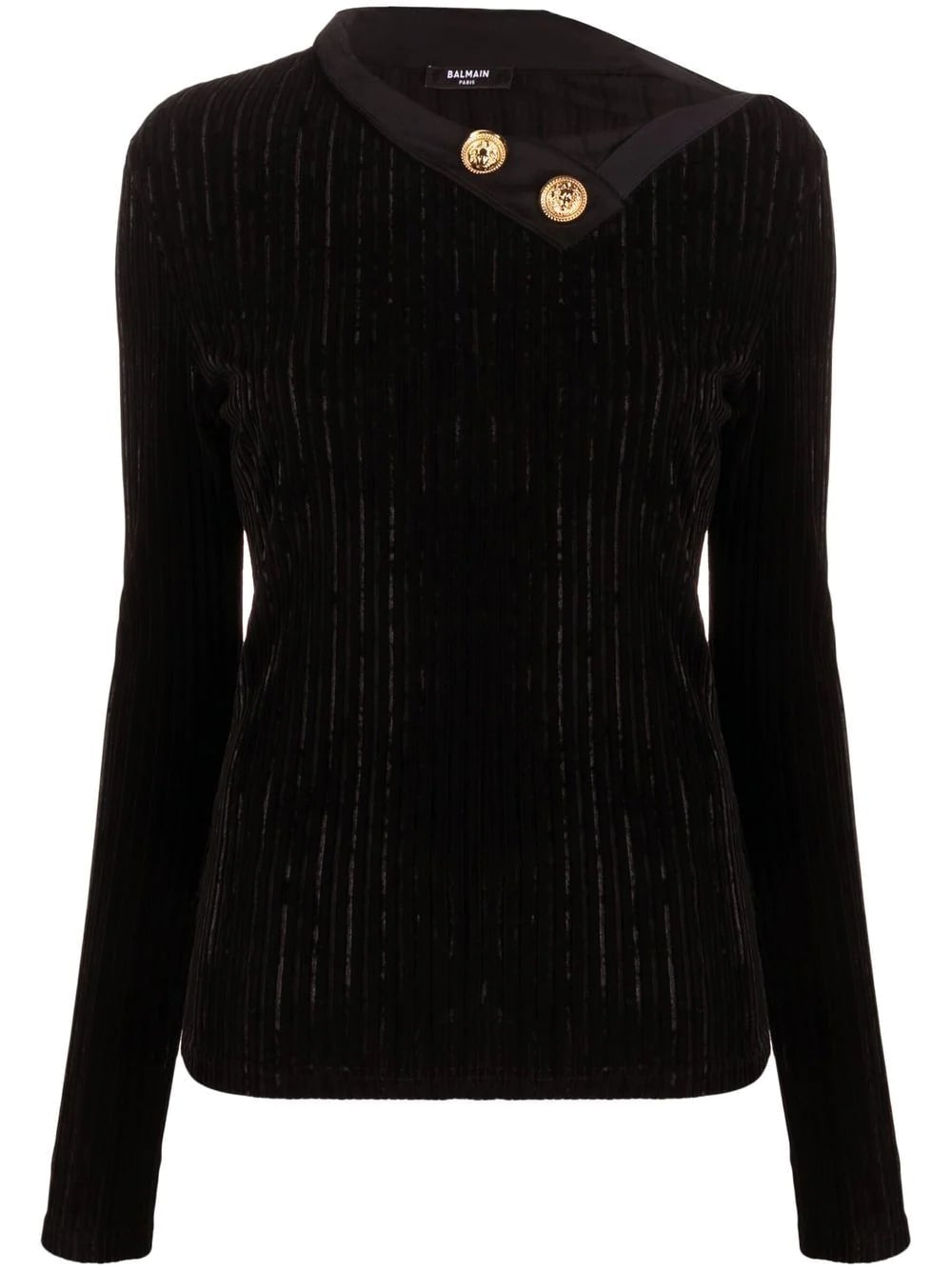 Balmain button-embellished long-sleeve top