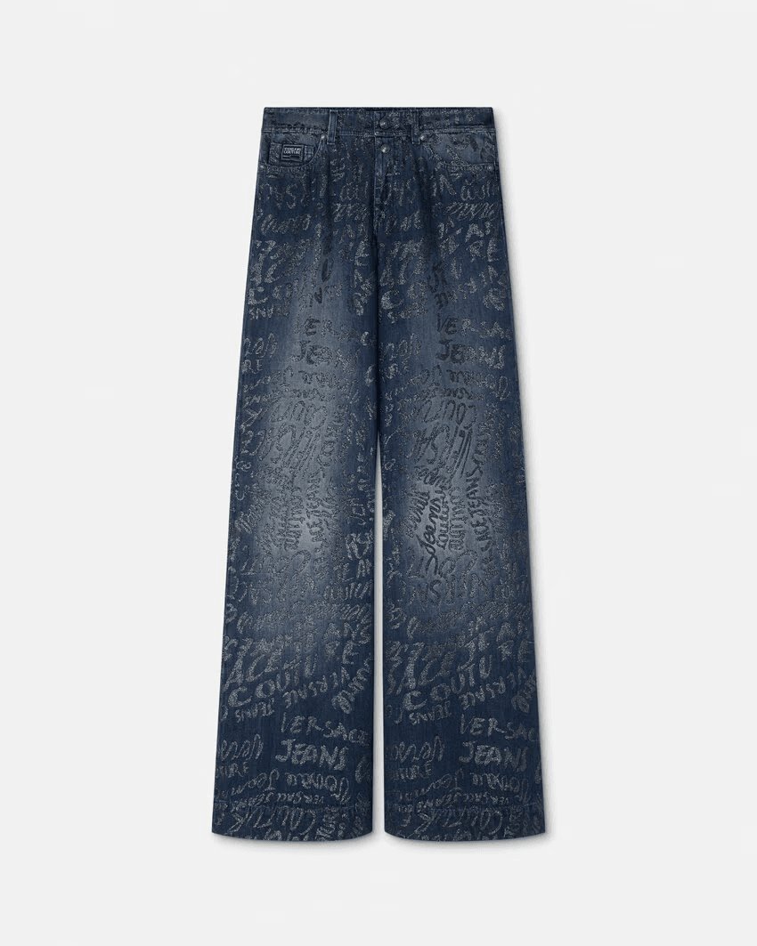 Glitter Logomania Wide-Leg Jeans