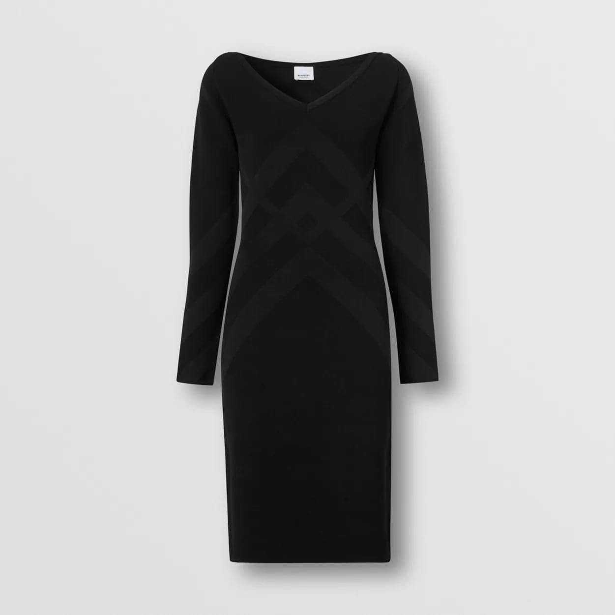 Chevron Check Viscose Blend Jacquard Dress