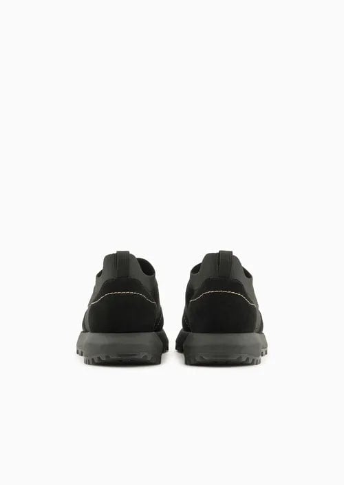 Knit Sneakers With Suede Details, view 3