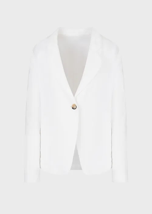 Single-Breasted Jacket With Peephole And Self-Tie Back In A Shantung-Effect Linen Blend