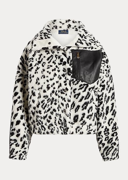 Polo Ralph Lauren Leopard-Motif High-Pile Fleece Jacket