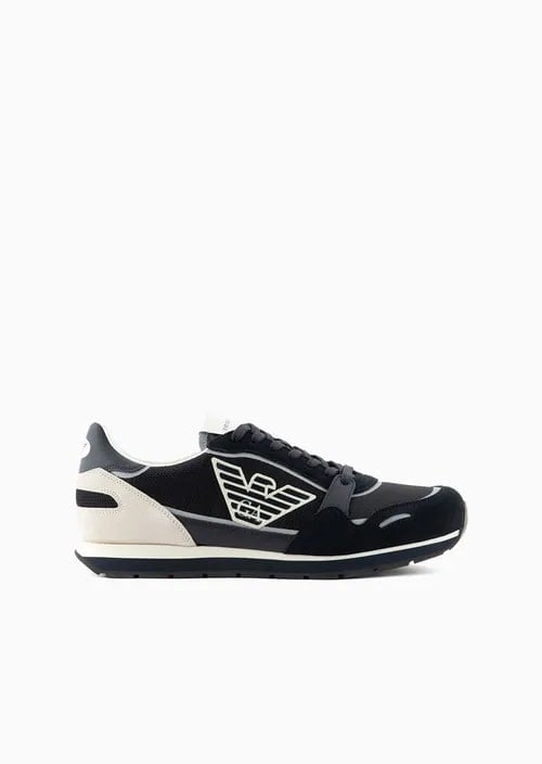 Mesh Sneakers With Suede Details And Eagle Patch, view 5