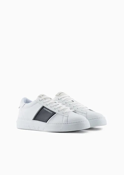 Leather Sneakers With Contrasting Detail, view 5