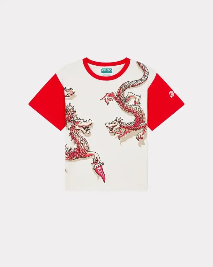 Kids Year Of The Dragon' Printed Cotton T-Shirt