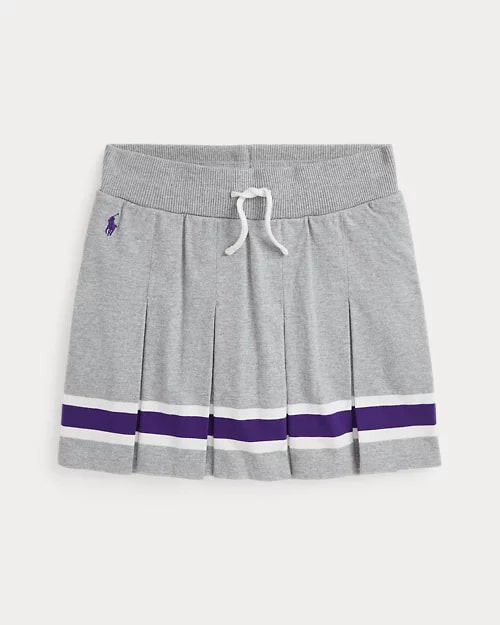 Striped Pleated Cotton Jersey Skort, view 2