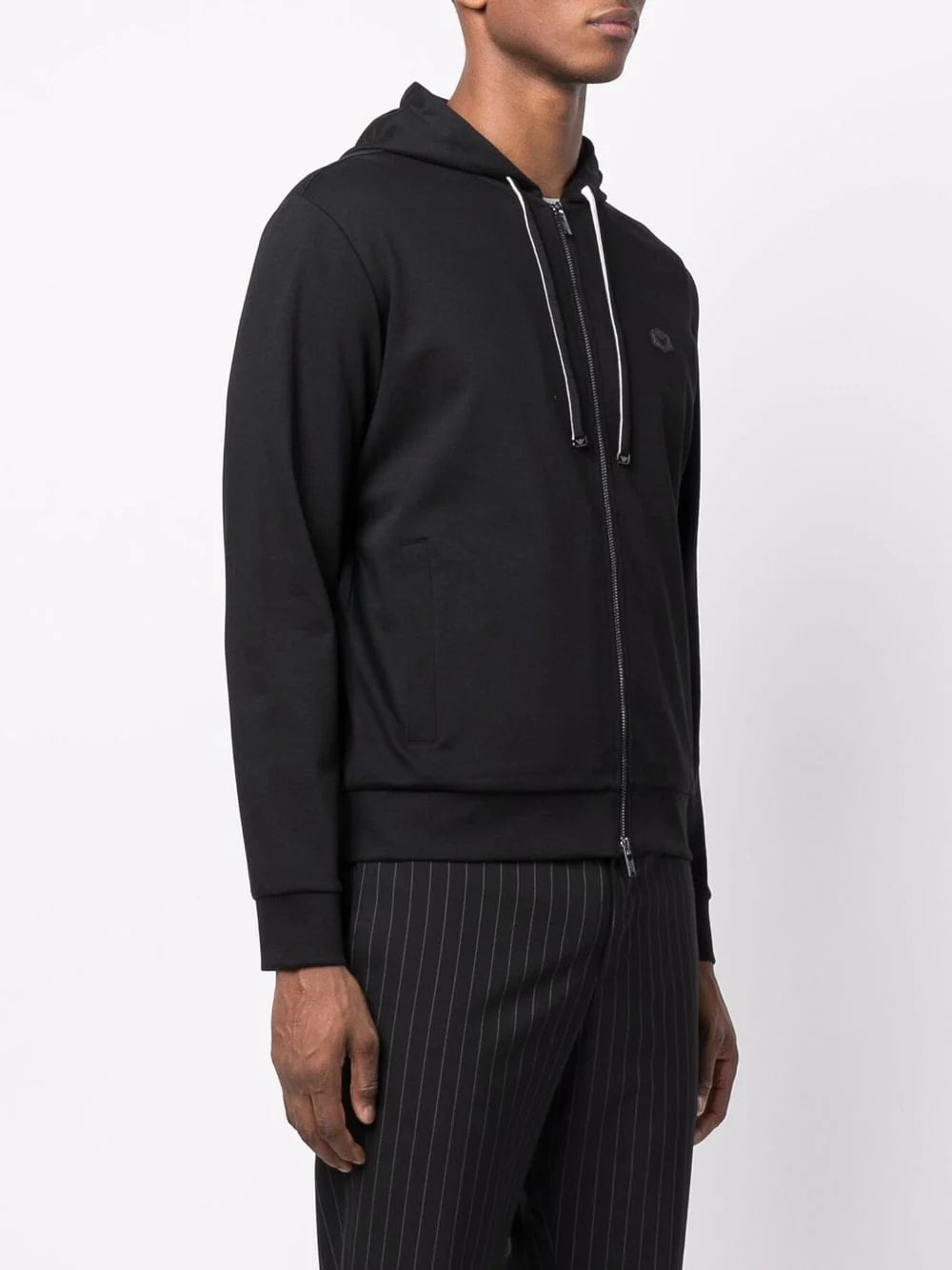 logo-patch zip-up hoodie, view 3