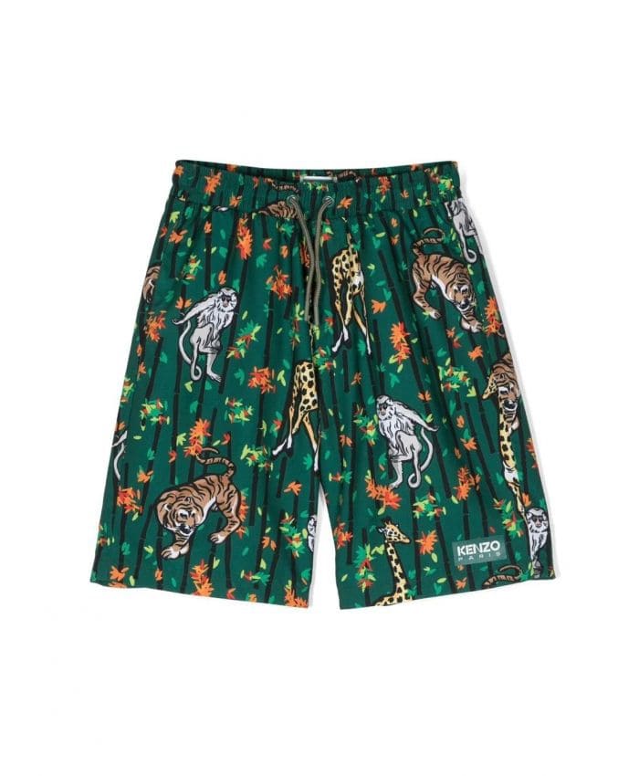 Kids Animal Print Knee Length Swim Shorts