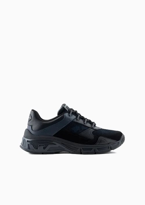 Mesh sneakers with suede and camouflage details, view 2