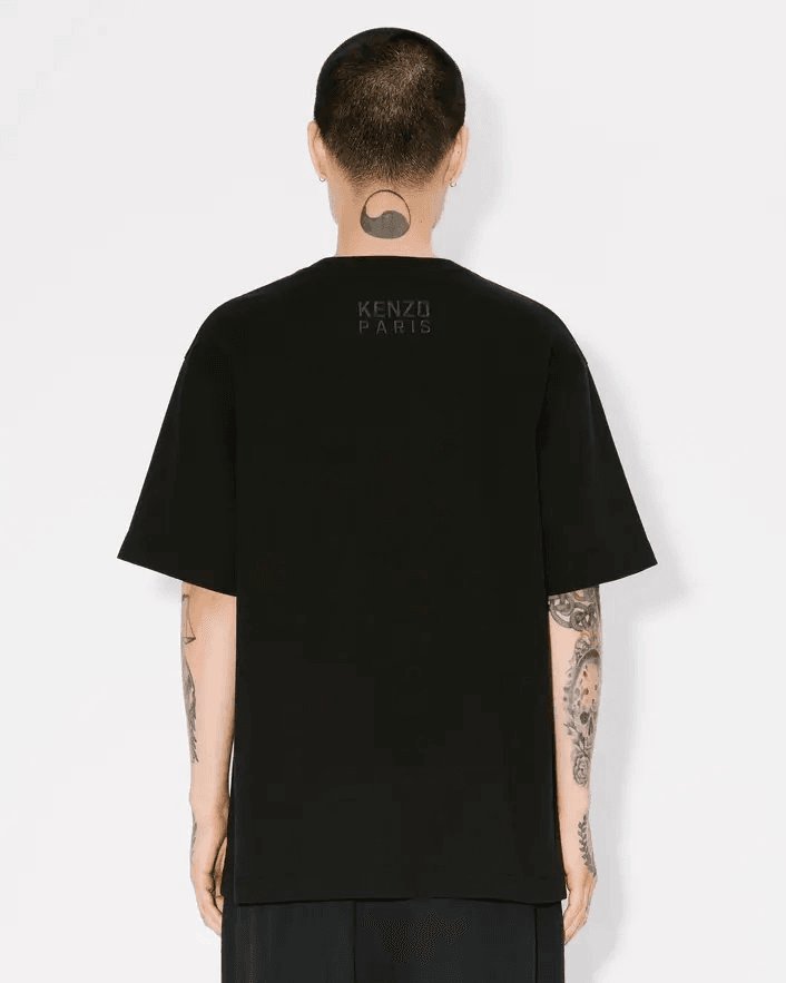 Happy Tiger' embroidered oversized T-shirt in cotton, view 4