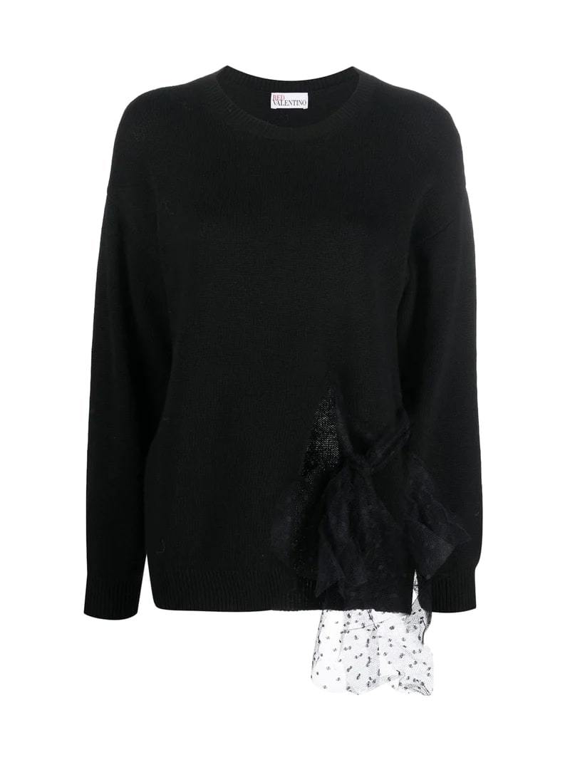tulle-detail knitted jumper