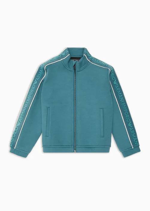 Kids Double-Jersey Full-Zip Sweatshirt With Logo Tape