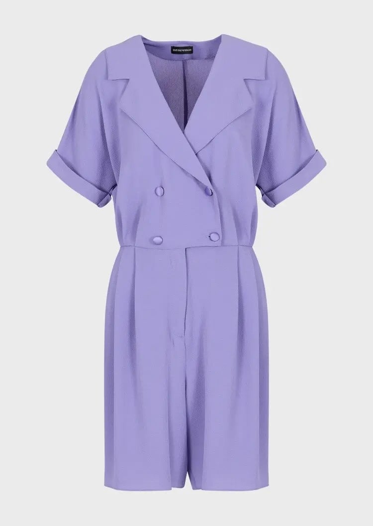 Double-Breasted Short-Sleeved Playsuit