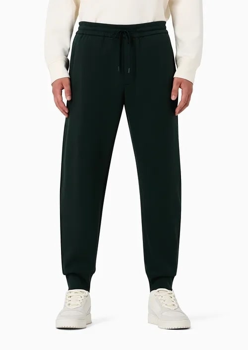 Double-Jersey Joggers With Rubberised Lettering Print Side Stripes, view 2