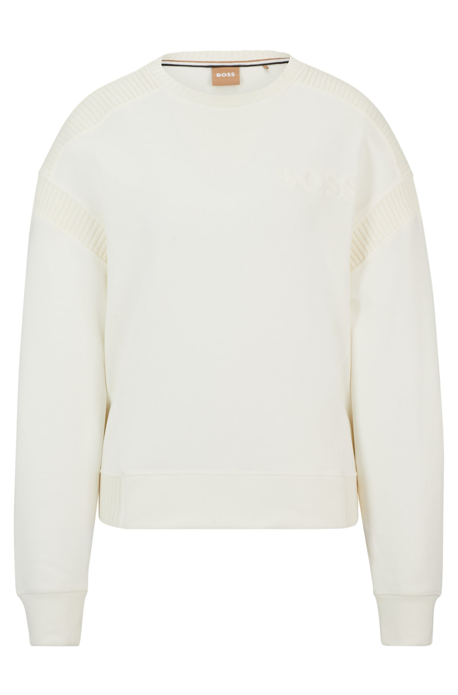 Cotton-Blend Sweatshirt With Embossed Logo And Knitted Tape