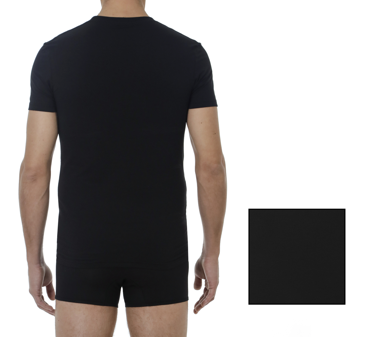 Black Stretch Cotton T-Shirt, view 2