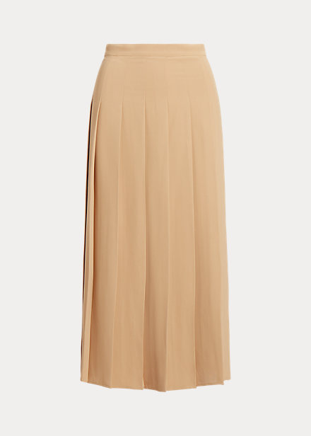 Polo Ralph Lauren Satin Pleated A-Line Midi Skirt