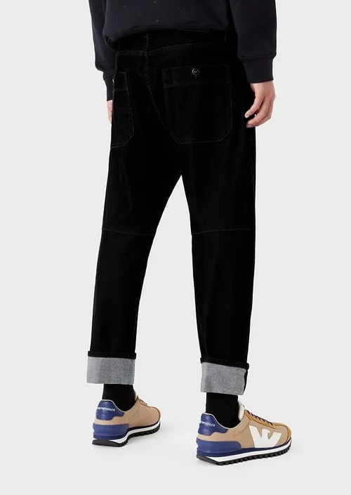 J70 Loose-Fit Jeans In Velvet-Effect Flocked Denim, view 3
