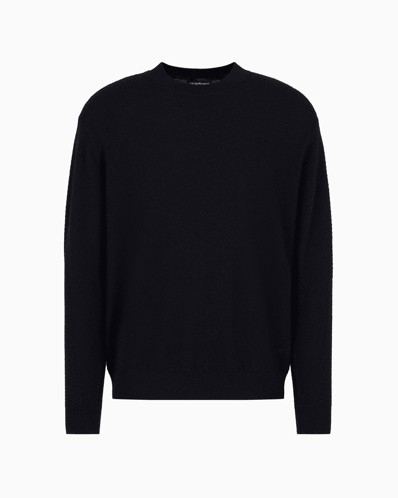 Mock-neck jumper in virgin wool with a micro-textured weave