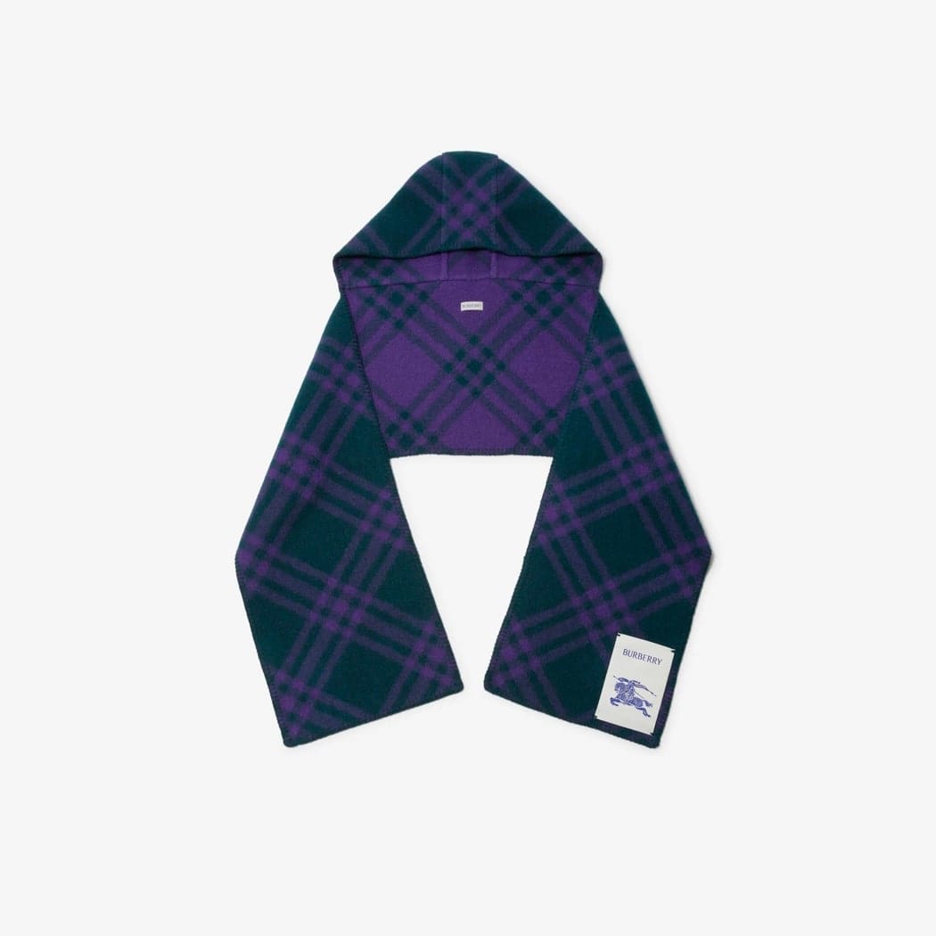 Check Wool Hooded Scarf
