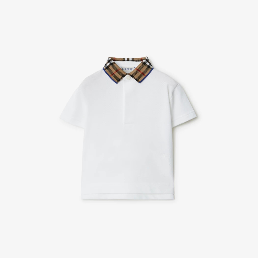 Check Collar Cotton Polo Shirt