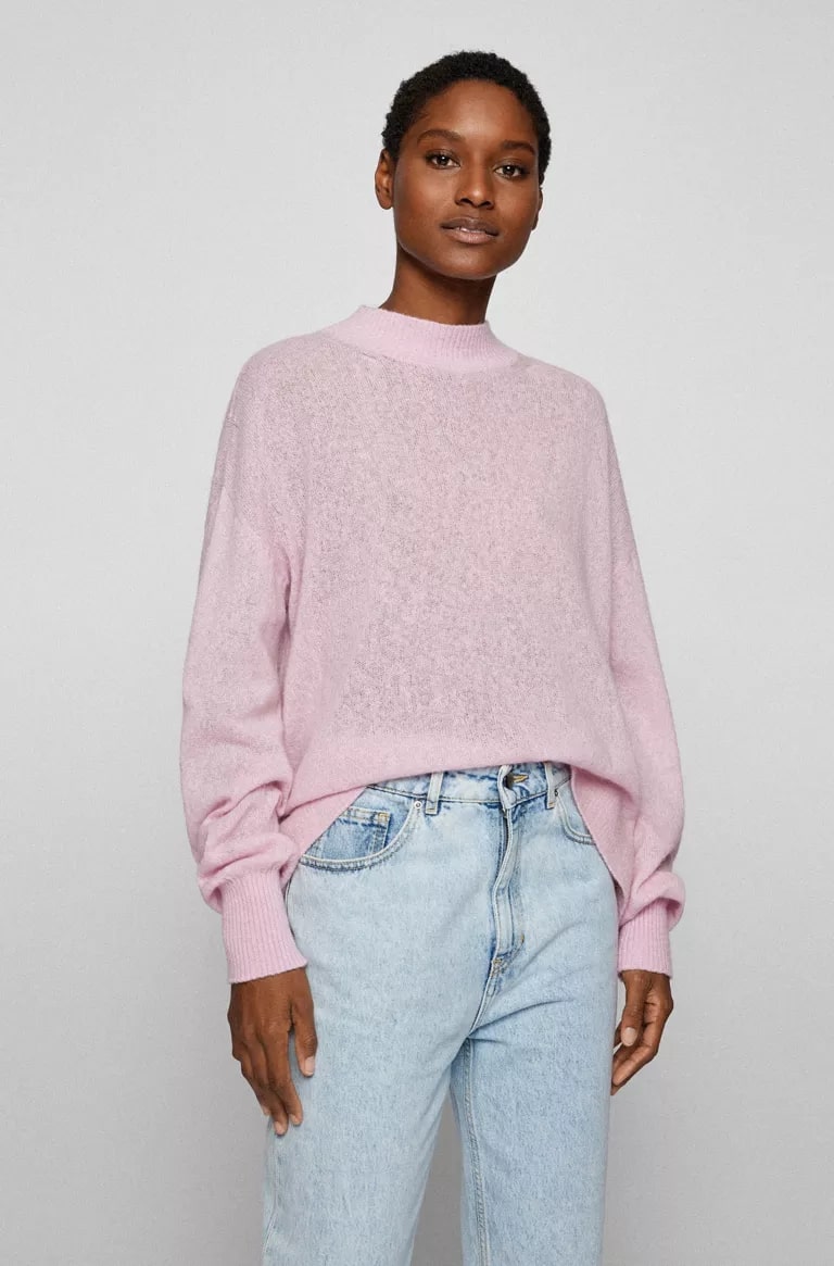 Relaxed-Fit Sweater With High Neckline