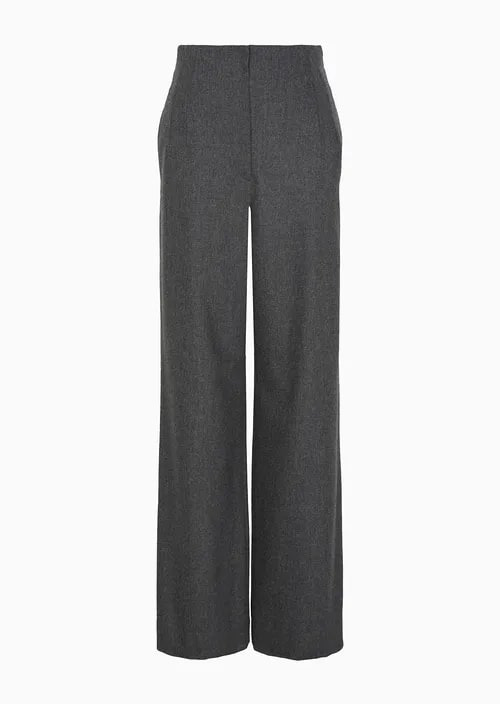 High-Waisted Trousers In Virgin-Wool Flannel Mélange