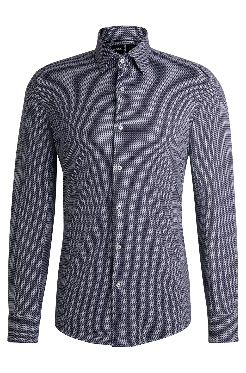 Slim-Fit Shirt In Geometric-Print Performance-Stretch Material