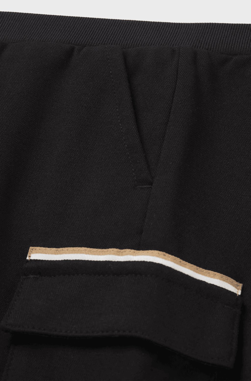 Kids' Cargo Trousers In Stretch Piqué With Logo Label, view 4
