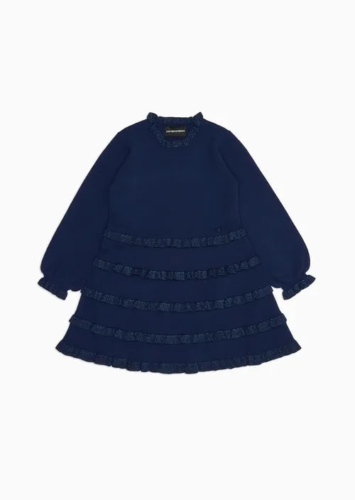 Kids Knit Dress With Lurex Flounces And Ruffles