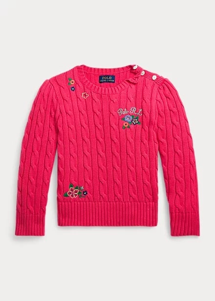 Polo Ralph Lauren Floral Cable-Knit Cotton Jumper