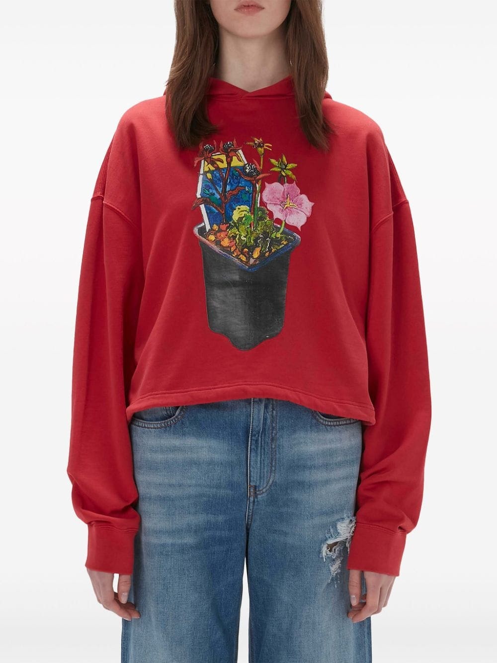 graphic-print organic cotton hoodie, view 3