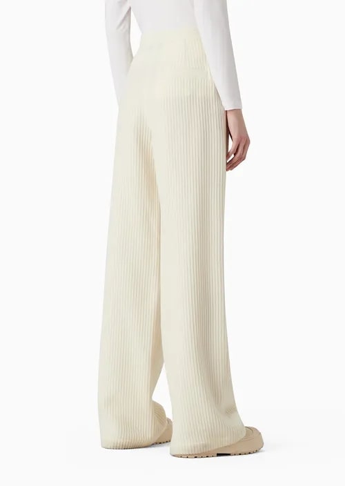 Capsule Chalet High-Waisted Palazzo Trousers In Corduroy-Effect Wool Blend, view 4