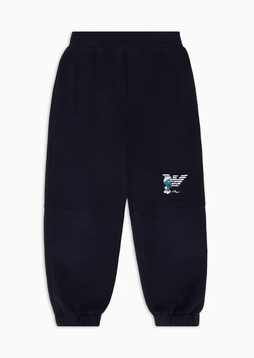 Kids Joggers Made Of Organic Jersey With The Smurfs Embroidery