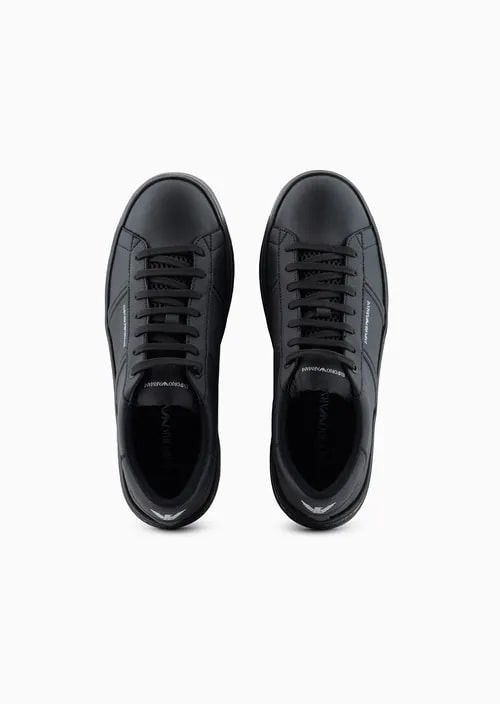 Leather Sneakers With Contrasting Detail, view 3