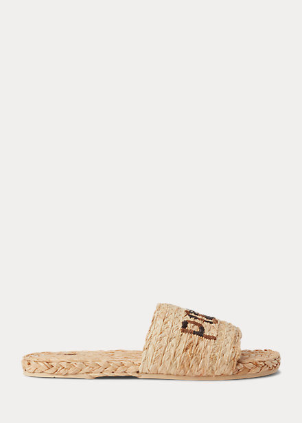 Polo Ralph Lauren Raffia Logo Slide Sandal