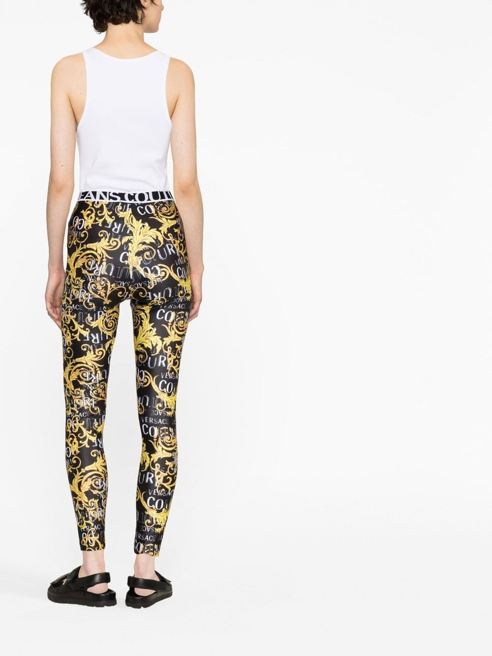 Logo-Print High-Shine Leggings, view 3