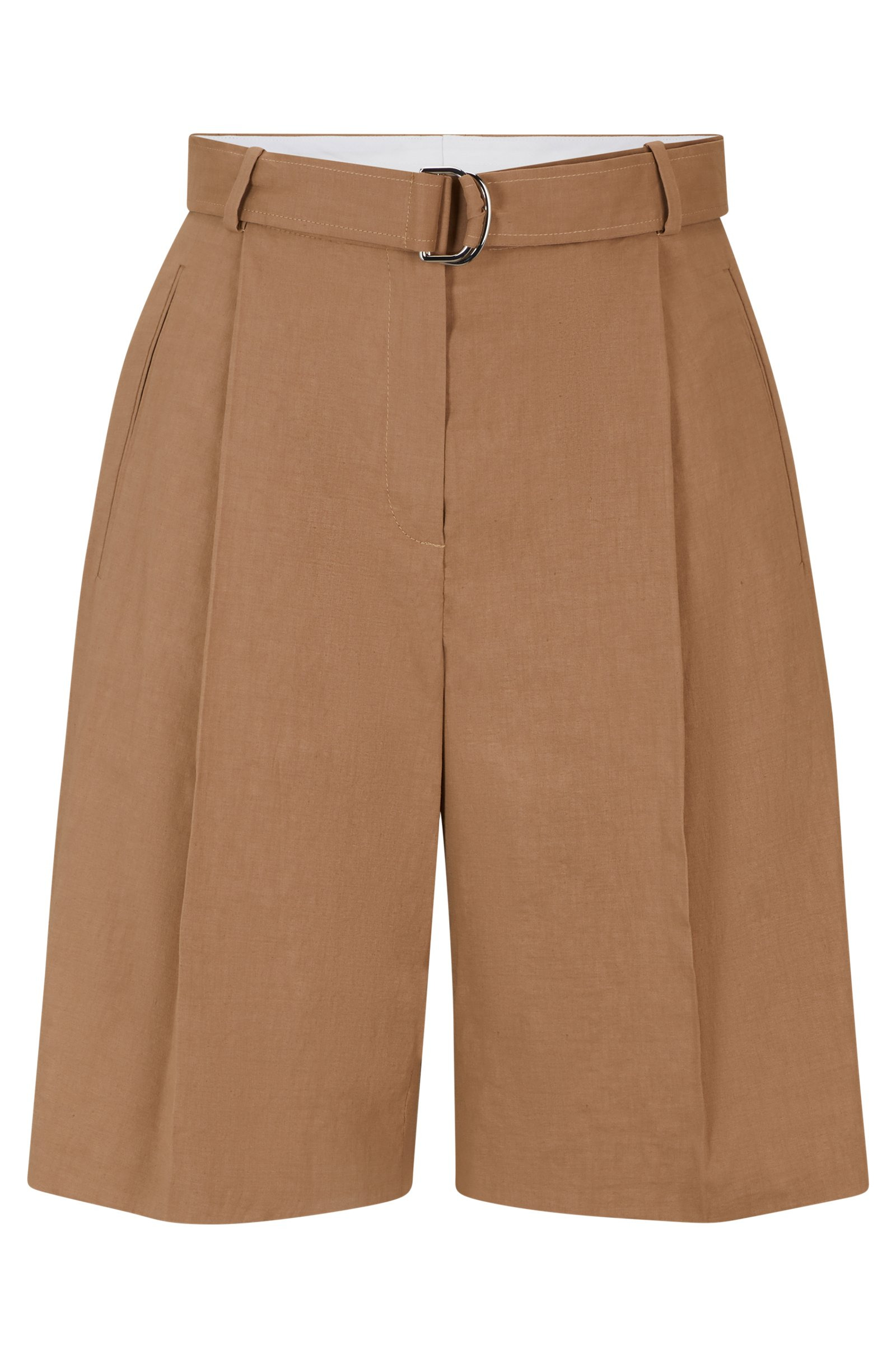Relaxed Fit Shorts In Stretch Linen Blend