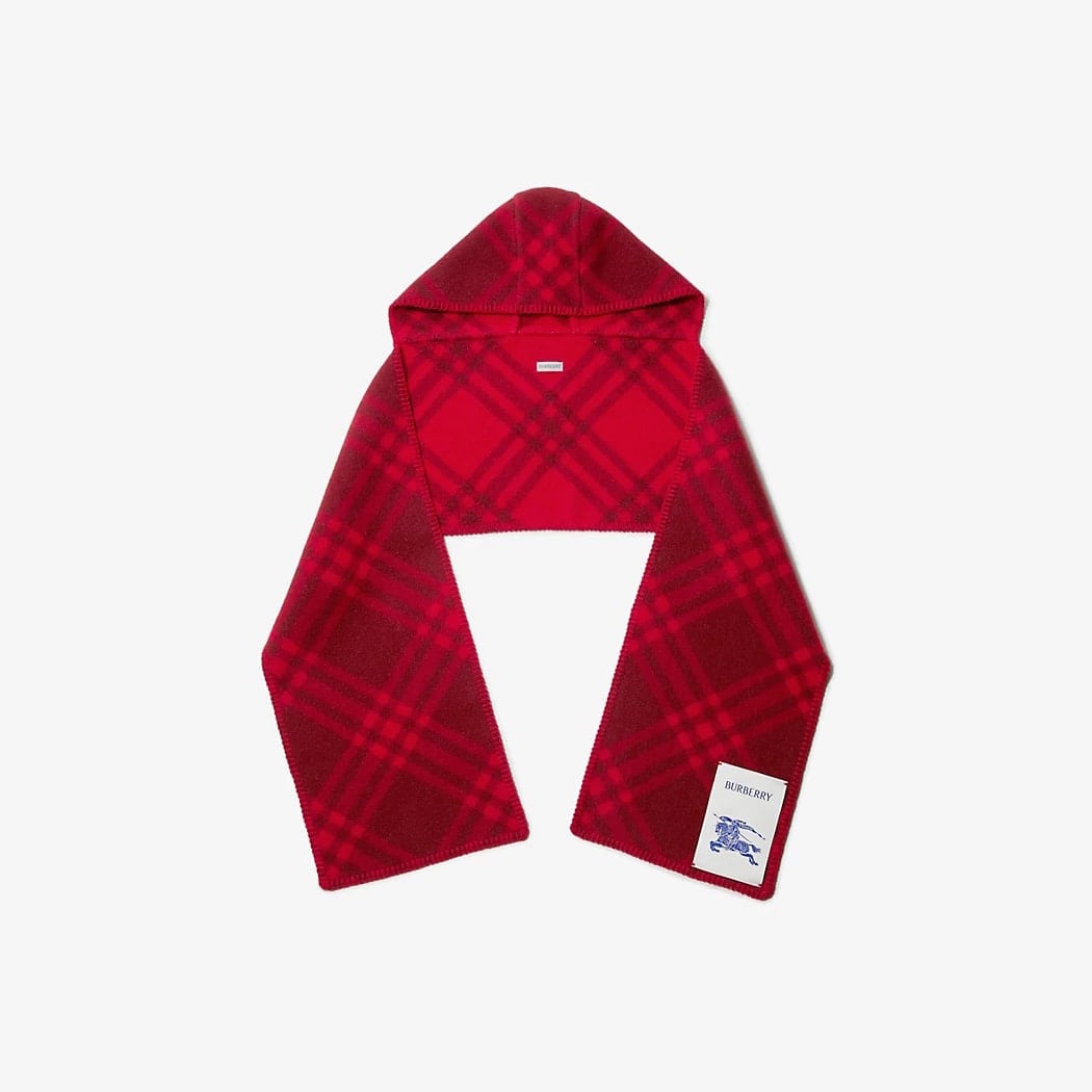 Check Wool Hooded Scarf