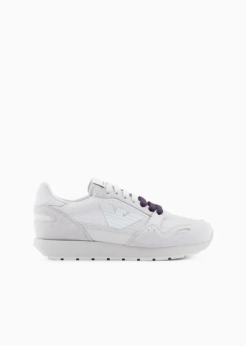 Mesh Sneakers With Suede Details And Eagle Patch