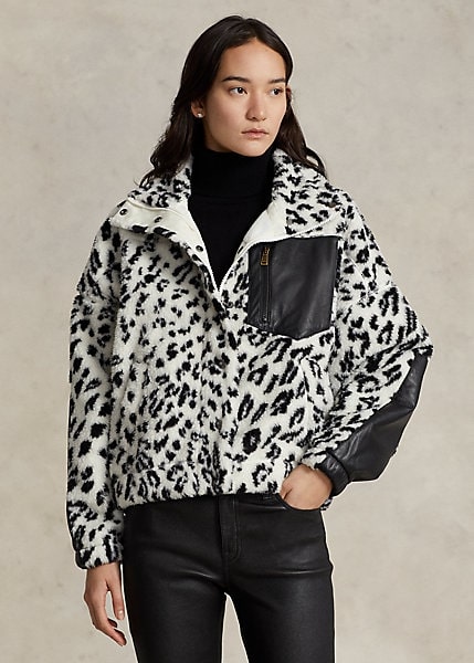 Polo Ralph Lauren Leopard-Motif High-Pile Fleece Jacket, view 2