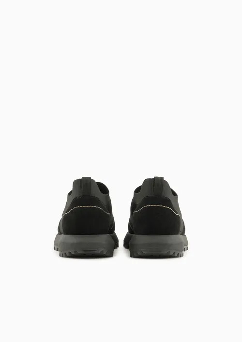 Knit Sneakers With Suede Details, view 4