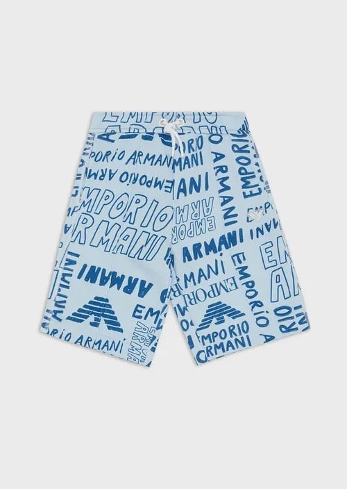 Kids Jersey-Fleece Drawstring Board Shorts With All-Over Ea Crew Lettering